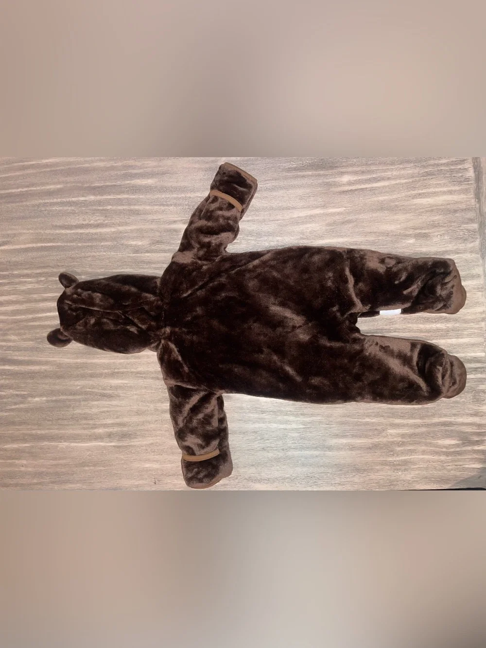 Plush Brown Football Baby Bunting One-Piece Hooded Winter Snowsuit